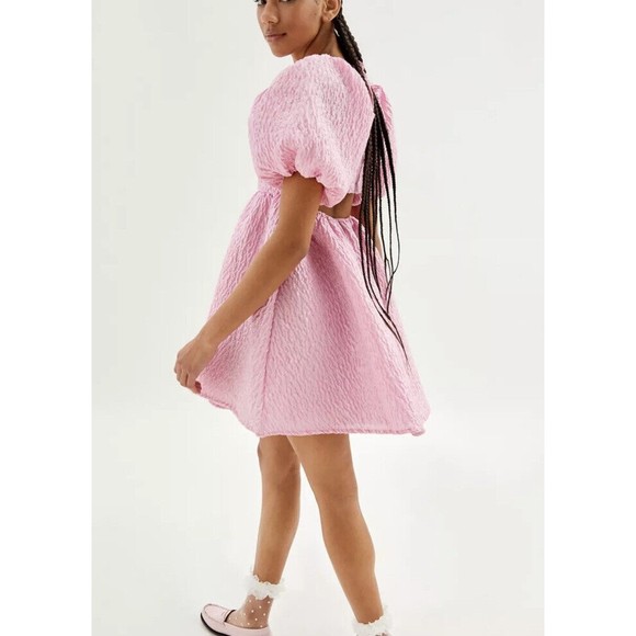 Sister Jane Dream Cassie Puff Sleeve Barbiecore Mini Dress M - Picture 2 of 11